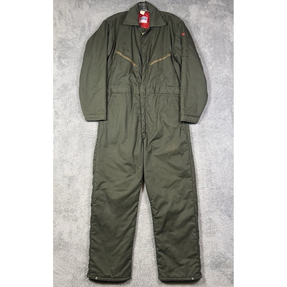 Big Smith Coveralls Mens 42R Green Insulated Quilted Lining Made USA‎ Workwear